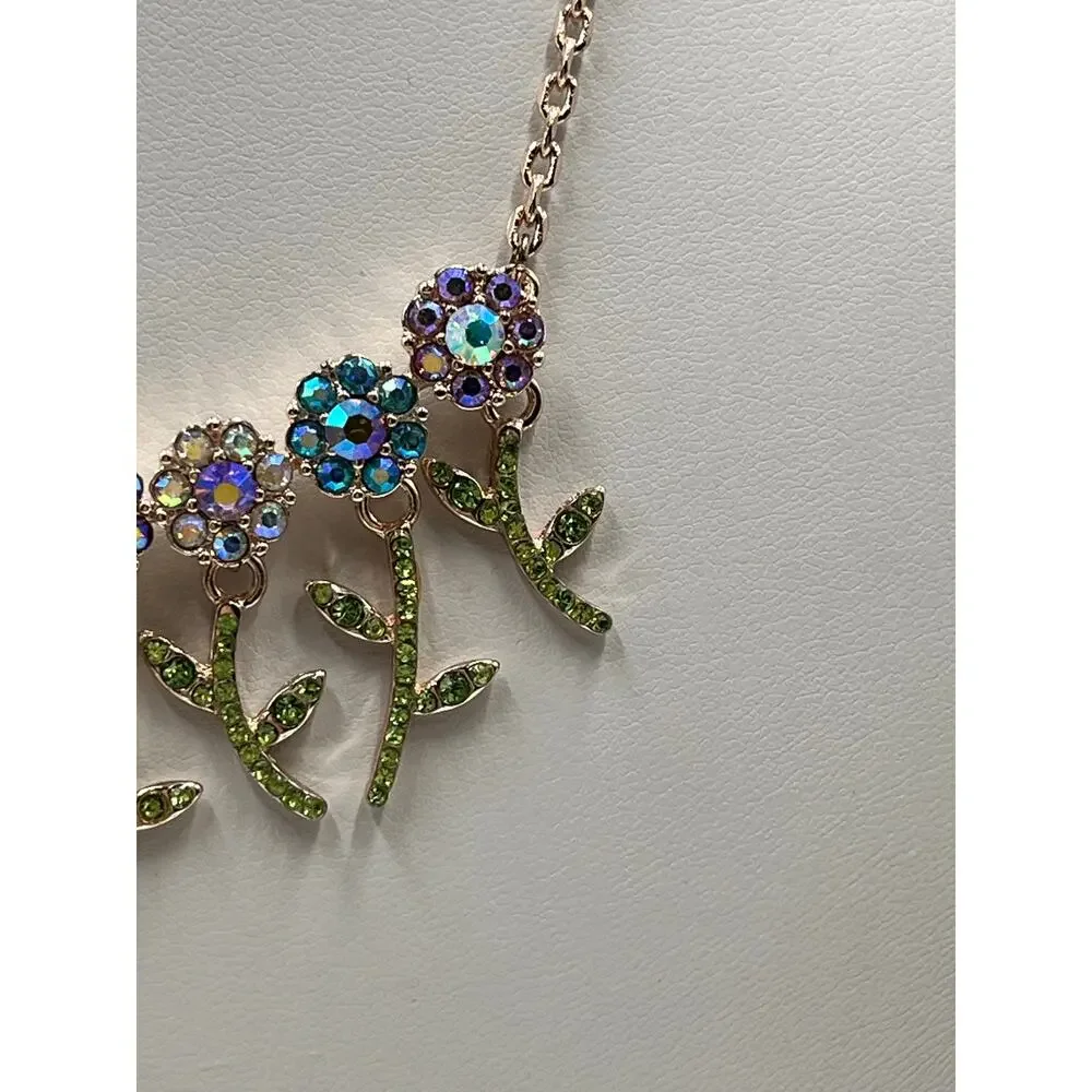 Betsey Johnson Rose‎ Gold 20 Six Flower Daisy Pearl Ladybug Rhinestone Necklace